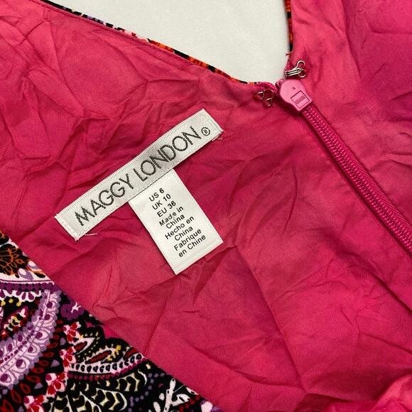 Pleated Multicolor Dress Sleeveless Summer Maggy London 6 Bright Floral Brunch - Picture 6 of 12